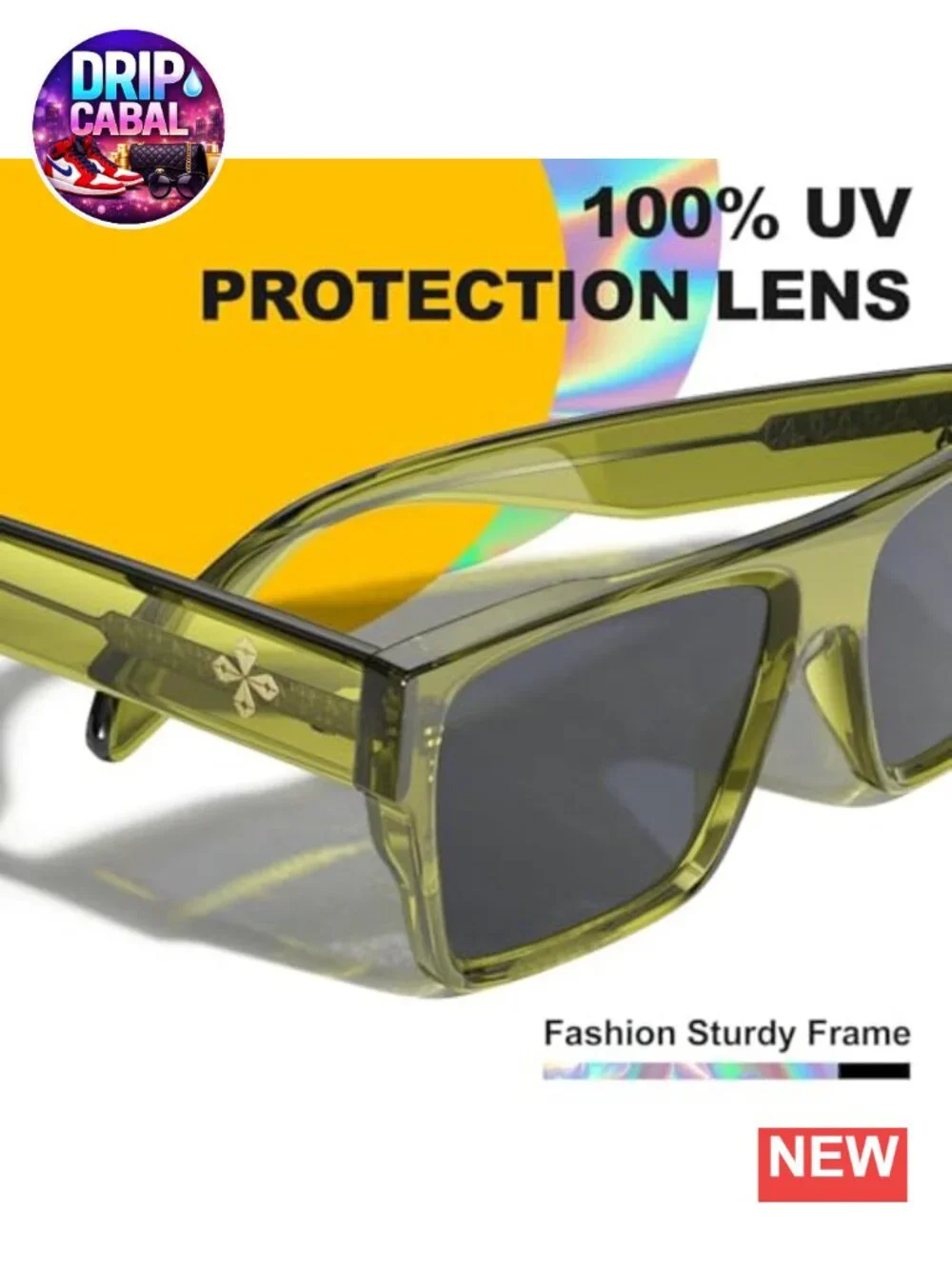 Oversized Square Flat Top Sunglasses UV400 TR90 Frame Unisex